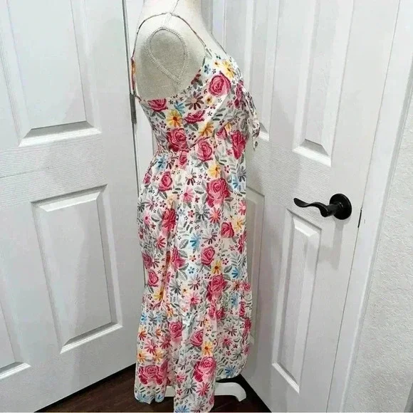 Moodie The Lauren Midi Dress, Floral, adjustable spaghetti strap , lined - Picture 4 of 12